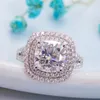 Улиточное кольцо обручальные кольца 50 Карат 10 мм D цвет VVS1 Cushion Cut Halo Объединение двойной прокладки сплошной 14 -километровый белый золото мелкое 220829