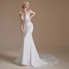 Mermaid Bridal Wedding Dress Printed Embossed Design Sexy Strapless Backless Slim YS00065