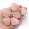 Pierre 25Mm 30Mm Rose Quartz Amour Coeur Pierre Naturelle Guérison Cristal Rose Accessoire Pièce À Main Pierre Précieuse Reiki Décoration De La Maison Wholesa Dhx7L