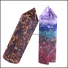 Pedras de pedras soltas 7 Chakra Star Gemstone Group Healing Crystal Quartz Energy Stone Hexagonal Array Estátua da matriz Figuras com obsidiana DHW69