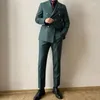 Abiti da Uomo RICODESIGN Uomo Slim Fit Business Classico Formale Abito Doppiopetto Verde Stretch Due Pezzi Fatto a Mano su Misura