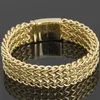 Bileklik Lüks Sarı Altın Renk Bileklik Erkekler için 18mm genişliğinde paslanmaz çelik erkek el bilezikler Metal Mücevher Hediyeleri Erkek Arkadaşı 220831