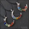 Pendant Necklaces Reiki Healing Cystal Seven Chakra Beads Energy Pendant Retro Moon Charms Necklaces Pendum Amet Orgonit Dhseller2010 Dh70D