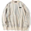 Men suéteres japoneses harajuku suéter vintage de inverno zebra listrado no pescoço redondo pullovers de malha