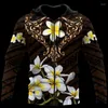 Heren Hoodies Heren Mooie Polynesische Ray en Frangipani Tattoo 3D Hoodie voor man Vrouwen Sweatshirt Zip pullover Casual Jacket