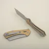 Coltello pieghevole Flipper K6445 8Cr13Mov Coltello Tanto con lama rivestita in titanio grigio Maniglia in acciaio inossidabile dorato Coltelli con cuscinetti a sfera con scatola al minuto