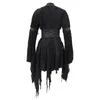 Robes décontractées punk woomen robe noire noire une pièce femme manches longues canettes de la fête de la fête de la fête
