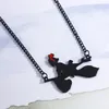 Ketten Trendy KiKis Delivery Service Halskette Anhänger Miyazaki Anime Schwarze Kette Emaille Halsketten Anhänger Mädchen Junge Geschenk Schmuck