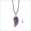 Colliers pendentif Aura Healing Crystal Quartz Gemstone Bijoux Colliers Angel Wings Sculpté Pierre Pendentif Collier Unisexe Drop Delive Dhtkt