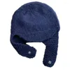 Bérets Tricot Earflap Bonnet Oreille Protection Chapeau Cloche Crochet Trappeur Tricoté Hiver Femmes Seau 964A