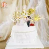 Articoli per feste Felice anniversario di matrimonio Castello d'oro Topper per torta in acrilico Sposa Sposo Mr Mrs Decorazione con anello di diamanti