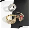 Med sidogenar Sier Gold Ring Colorf Rhinestone Fashion Bling Crystal High Quality Korean smycken grossist släpp leverans 2021 bdeh dh9my