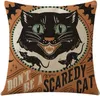 Cuscino 4 pezzi Halloween Federe da lancio 17,7x17,7 pollici Lino Vintage Home Decor Square Full Body Case