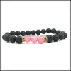 Brins Perlés 16 Couleurs Chakras Perles De Pierre De Lave Noire Strand Bracelet Huile Essentielle Diffuseur Bracelets Roche Volcanique Perlé Elasti Dhk2R