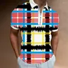 Męskie Polos Letni koszule golfowe spersonalizowane kratę klapa pół zip krótkie koszulki