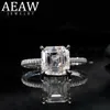 Anello solitario Fedi nuziali AEAW 40 Asscher Cut Lab Diamond Eccellente fascia abbinata per donna Solido 10K 14K 18K Oro bianco 220829