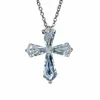 0TAD -kedjor värdefull laboratorium Diamond Cross Pendant White Gold Filled Party Wedding Pendants Halsband för kvinnor Män Moissanite smyckespresent