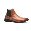 British Chelsea Boots Men Sapatos Classic Point Toe Use Solid Color Pu Fashion Party de rua casual diariamente ad071