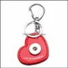 Sleutelringen 7 Love Heart PU Leer Snap Knop Key Rings Chain Keychains Fit Diy 18mm sieraden Drop Delivery 2021 Dhseller2010 DHG69