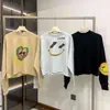 22 autumn we11done hoodie hand painted smiling sweater Korean style loose high collar casual top