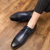 Toe Lace Derby Pointed up Men Solid Color PU Classic All match Breathable Daily Casual Leather Shoes AD d