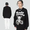 Herrtröjor Streetwear Vintage Bear Skeleton Letter Sticked tröja Mens Harajuku överdimensionerade lösa Casual Cotton Pullover Couples Autumn 220831