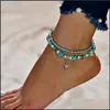 Chevilles bohemian bracelets bracelets coquilles cha￮ne de perles pour les femmes et les filles conch plage pendant pendentif gouttes livraison 2021 bijoux dhs dh7ej