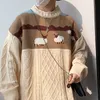 Erkekler sweaters zazomde harajuku örgü karikatür koyun kazaklar erkek hip hop sokak kıyafeti kazak erkek sonbahar kış gevşek 220831