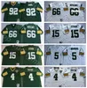 NCAA Fútbol 92 Reggie White 4 Brett Favre Jersey 15 Bart Starr 66 Ray Nitschke 5 Paul Hornung 89 James Jones Verde Blanco Hombre Vintage