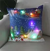 Kudde julomslag 45x45 LED -lätta dekorationskuddar för soffa Kastkudde Santa Claus Home Decor Covers