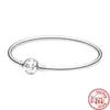 Brazalete de plata esterlina 925 Estrella Corazón Corona Redonda Cadena de serpiente brillante Pulsera básica Ajuste Marca original Charm Bead Joyería de mujer 220831