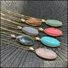 Pendant Necklaces Reiki Healing Jewelry Oval Natural Stone Necklace Quartz Lapis Opal Pink Crystal Pyramid Pendant Ameth Dhseller2010 Dhnje