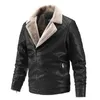 Men's Jackets Winter Fleece Leather Fur Pu Slope Zipper Slim Fit Branded Cashmere L220830
