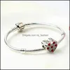 Silver passar Pandora -armband 20st Hj￤rtlila Blue Red Crystal Sier Charms Armband P￤rlor f￶r smycken Making 289C3 Drop D MJFashion DHFG9