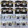 NCAA Football 83 Heath Miller Jersey 84 Antonio Brown 7 Ben Roethlisberger 43 Troy Polamalu 86 Hines Ward Franco Harris Black White