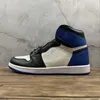 شظية أحذية X Jumpman 1 أحذية عالية OG أسود أزرق أبيض أبيض في الهواء الطلق snkrs مع مربع أصلي تسليم سريع