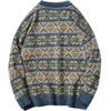 Мужские свитеры зимние винтажные мужчины японская мода свободные вязаные пуловки хип -хоп хараджуку геометрические узоры уличная одежда 220831