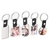 Sublimation porte-clés en cuir blanc pendentif transfert de chaleur porte-clés en métal porte-clés de voiture bricolage cadeau