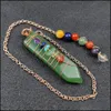 H￤nge halsband pilspetsen chakra reiki helande pendum naturliga stenar h￤nge amet crystal meditation hexagonal pendum dhseller2010 dhhqu