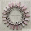 Charms Pink Crystal Rose Quartz Charms Hexagonal Prism Healing Reiki Point Pendants for Jewelry Making Drop Delivery 202 DHSeller2010 DHSX0