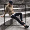 Herren Jeans Mode Coole Designer Schwarz Zerrissene Dünne Zerstört Ausgefranste Slim Fit Denim Hose Reißverschluss Hop Hosen Löcher Für Männer 220831