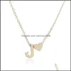 Pendant Necklaces 26 Intial Letter Alphabet Heart Pendant Necklace For Women Gold Color A-Z Chain Fashion Jewelry Gift 879 R2 Drop De Dhlrq