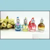 Perfume Bottle Mini Glass Per Bottle 10Ml Flower Print Color Vials With Roller Lids Refillable Women Gift Online Dc749 Drop Delivery Dh5Z2