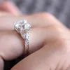 Anéis de casamento solitados anel asscher corte 14k ouro branco 3ctw df laboratório de engajamento Diamond halo anel de diamante teste positivo 220829