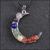 Collane con ciondolo Reiki Healing Cystal Seven Chakra Beads Ciondolo di energia Retro Moon Charms Collane Pendum Amet Orgonit Dhseller2010 Dh70D