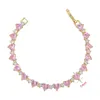 팔찌 QMHJE Crystal Stone Heart Love Tennis Bracelet for Womendagement Gold Silver Color Luxury Jeultry White CZ 220831