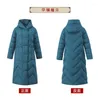 Trenchs pour femmes hiver long genou longueur vêtements en coton pour femmes 2022 Style chinois manteau ample soie épaisse à capuche noir veste rembourrée