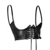 Paski Kobiety moda seksowna skórzana gorset got punkowy koronkowy bandaż czarny bustier streetwear podbust wsparcie szelki shaper top9643899