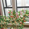 Fleurs d￩coratives 2,4 m de fleur de rose artificielle Mariage de No￫l Couronne de No￫l El Garden Arc bricolage Fake Plant Vines Fay's Day Home