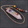 H￤nge halsband pilspetsen chakra reiki helande pendum naturliga stenar h￤nge amet crystal meditation hexagonal pendum dhseller2010 dhhqu